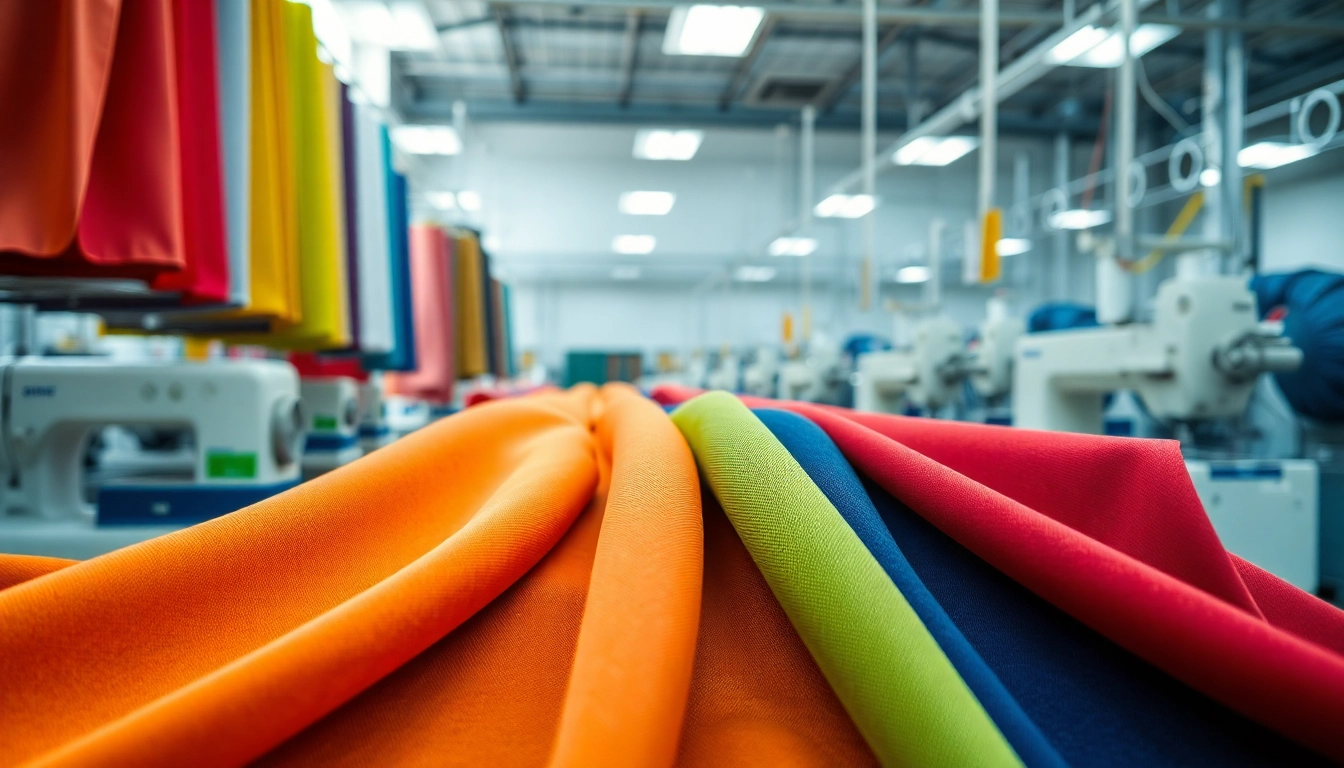 Verken kwaliteits stof in een moderne textielfabriek met levendige kleuren.