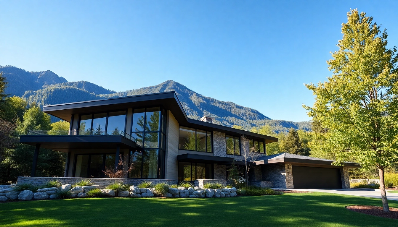 Rock View Road Revival architectural design showcasing modern residential structure amidst nature.