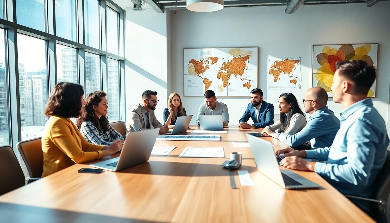 Engaged team discussing Strategy Capture Management in a collaborative workspace.