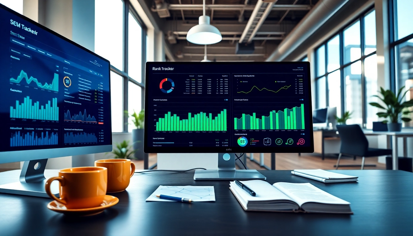 Analyze your website performance with an SEO Rank Tracker displayed on modern screens.