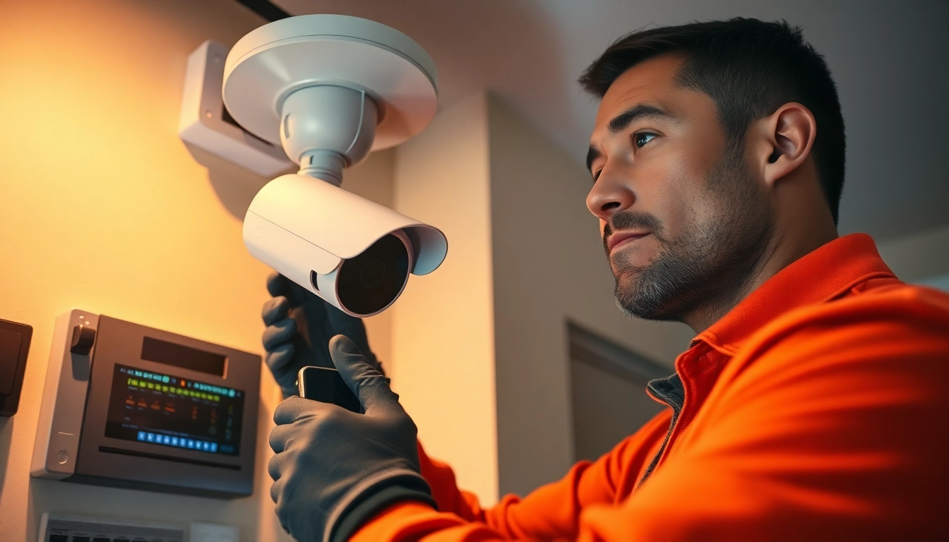 Instalación realizada por un técnico de una empresa de seguridad, garantizando soluciones fiables de vigilancia en el hogar.