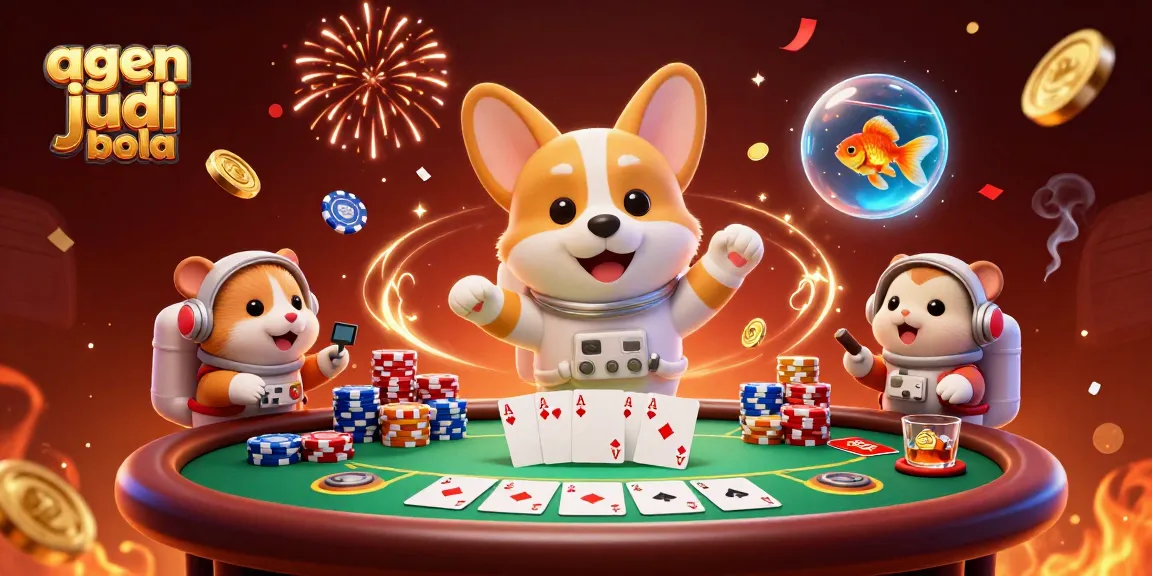 Engage with the ultimate agen judi bola experience in a vibrant 3D space casino illustration.