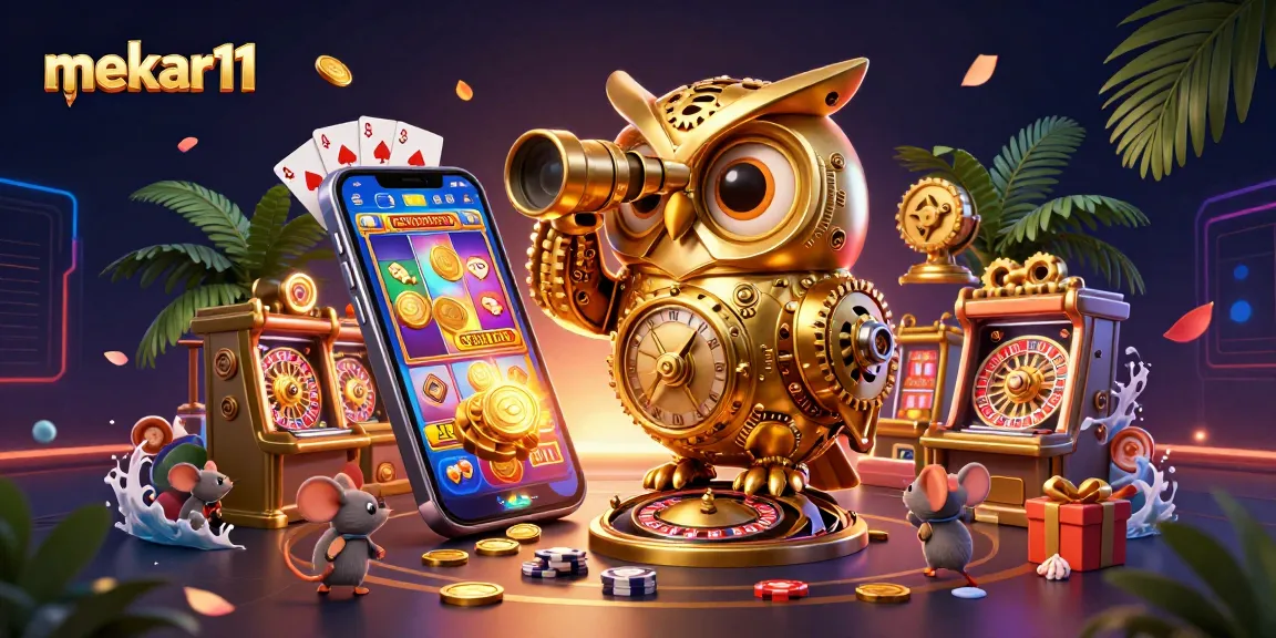 Spin the reels with mekar11's immersive slot experience featuring vibrant characters and casino elements.