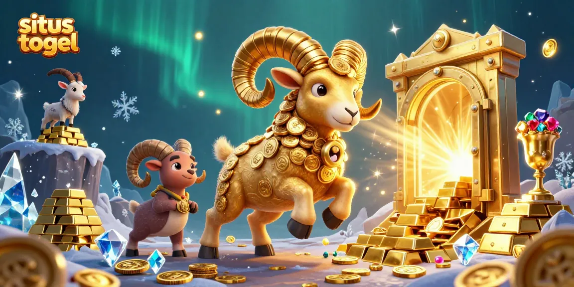 Engage in situs togel action with golden ram bursting through a treasure vault in a lavish setting.